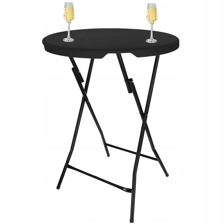 Masa catering profesionala pentru evenimente, inalta, cu picioare metal pliabile, rotunda, d 80 cm, h 110 cm, negru