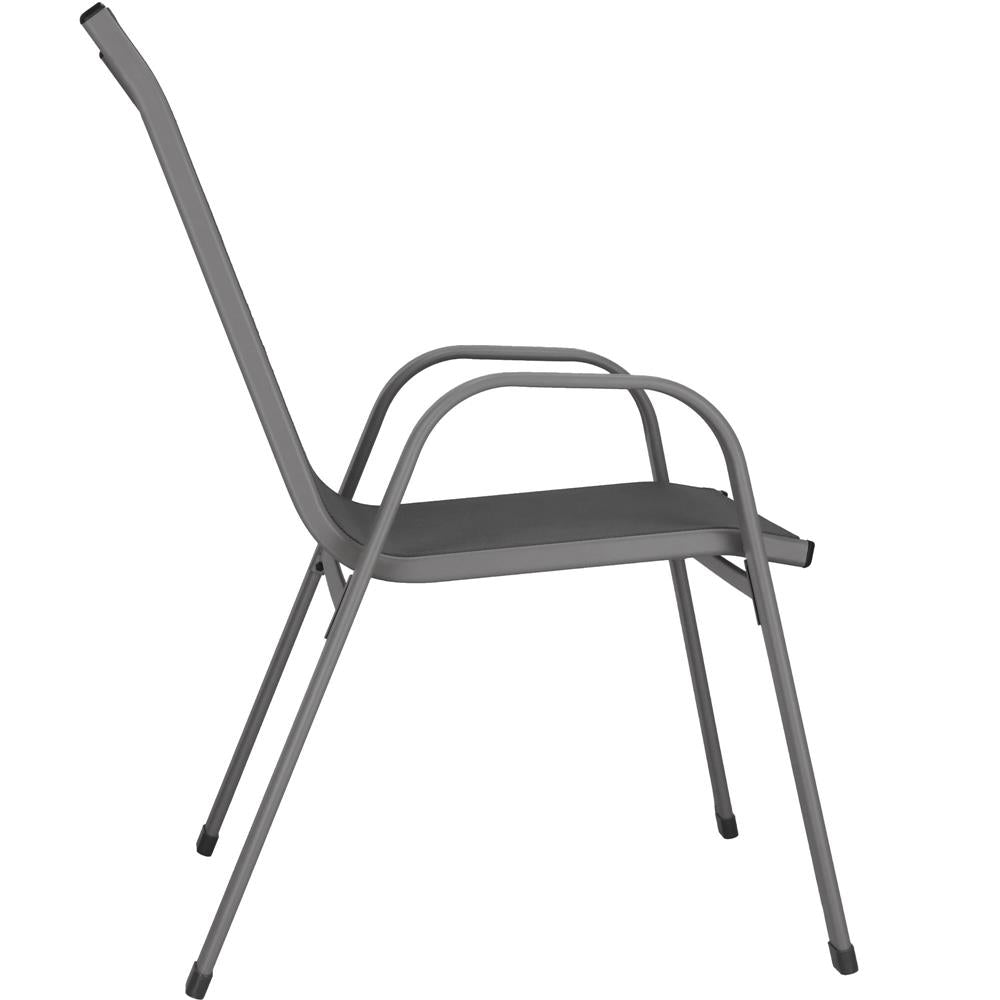 Set 4 scaune gradina cu brate, cadru otel si sezut textilene, 53x72x92 cm, gri