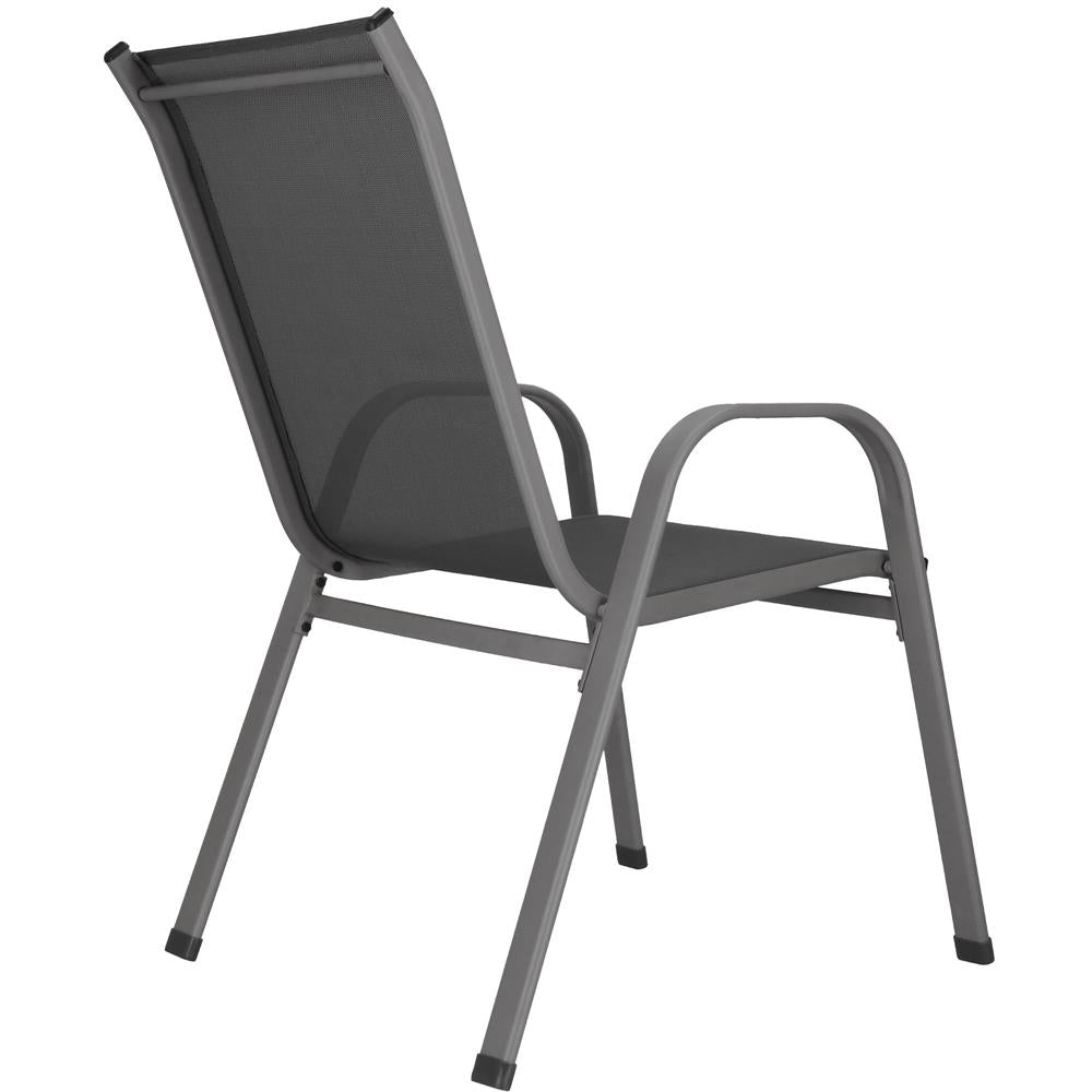 Set 4 scaune gradina cu brate, cadru otel si sezut textilene, 53x72x92 cm, gri