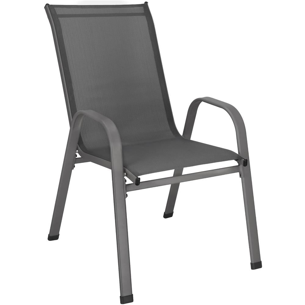 Set 4 scaune gradina cu brate, cadru otel si sezut textilene, 53x72x92 cm, gri