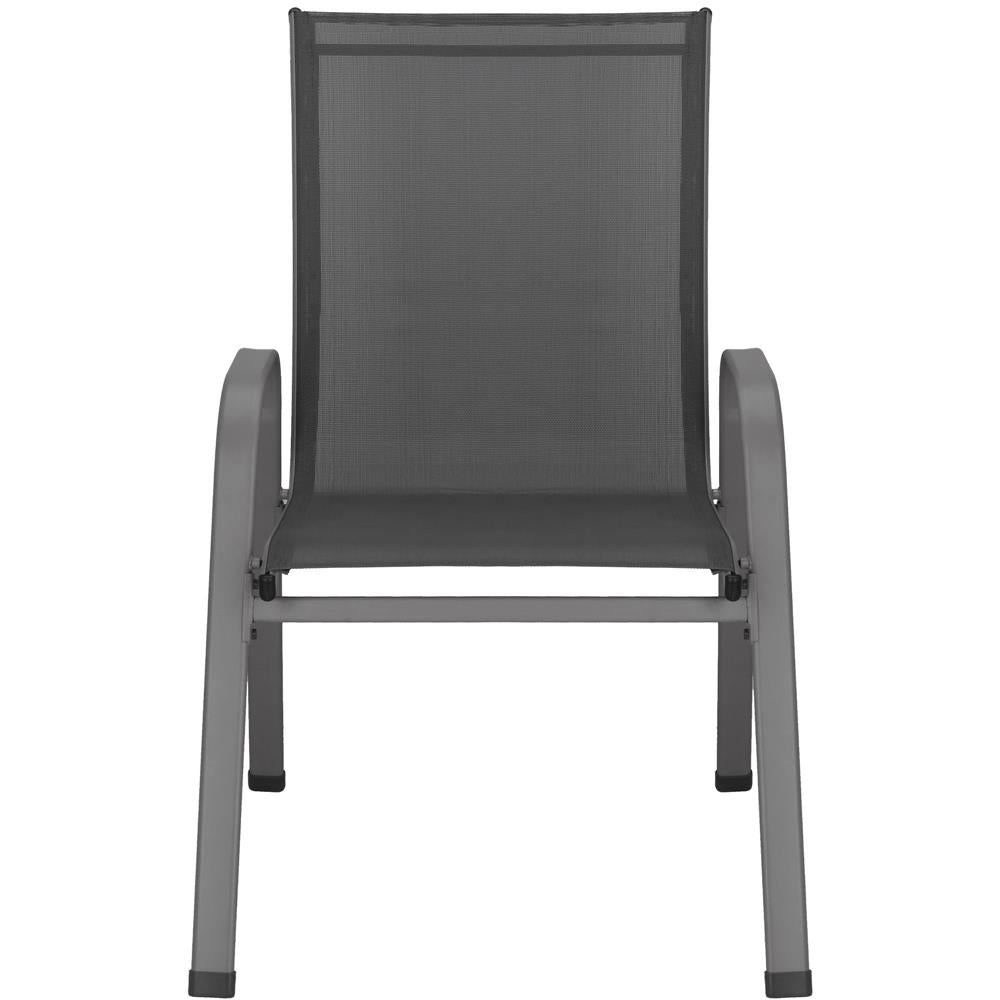 Set 4 scaune gradina cu brate, cadru otel si sezut textilene, 53x72x92 cm, gri