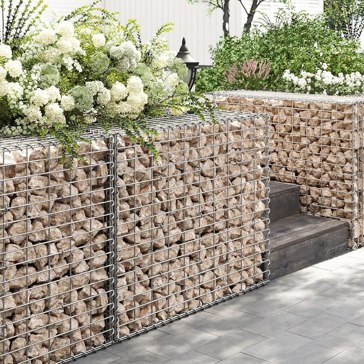 SONGMICS Cos de gabioane pentru pietre, otel galvanizat, 100x80x30cm, argintiu