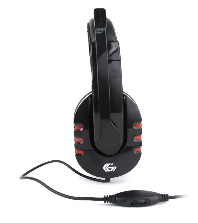 CASTI Gembird, cu fir, utilizare multimedia, microfon pe brat, conectare prin Jack 3.5 mm x 2, negru / rosu, "GHS-402", (timbru verde 0.8 lei)