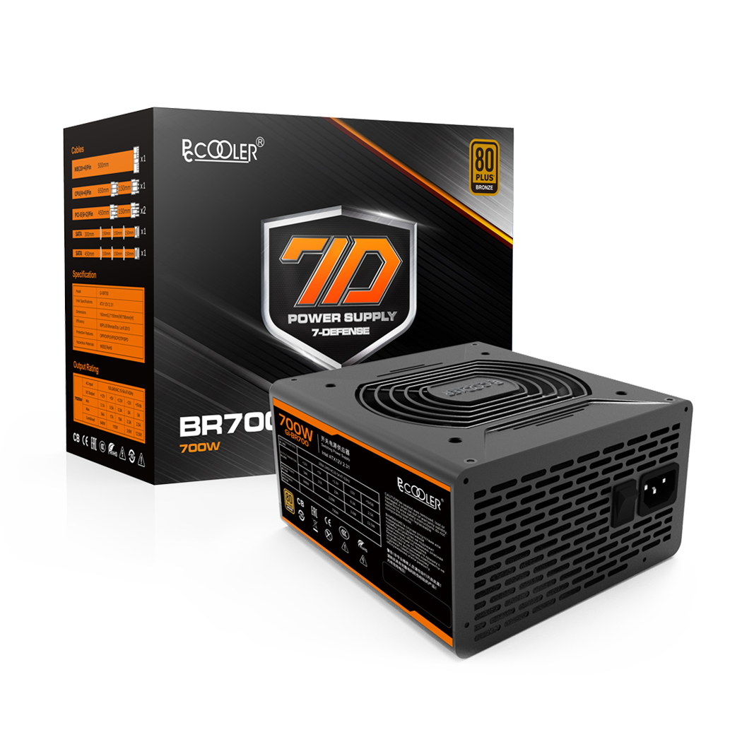 SURSA PCCOOLER 700W (real), fan 120mm PWM, 80 Plus Bronze, 2x PCI-E (6+2), 6x S-ATA "GI-BR700"