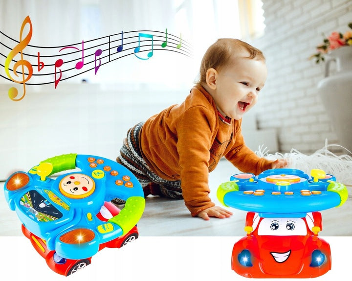 Jucarie interactiva volan muzical pentru copii, cu sunete si lumini