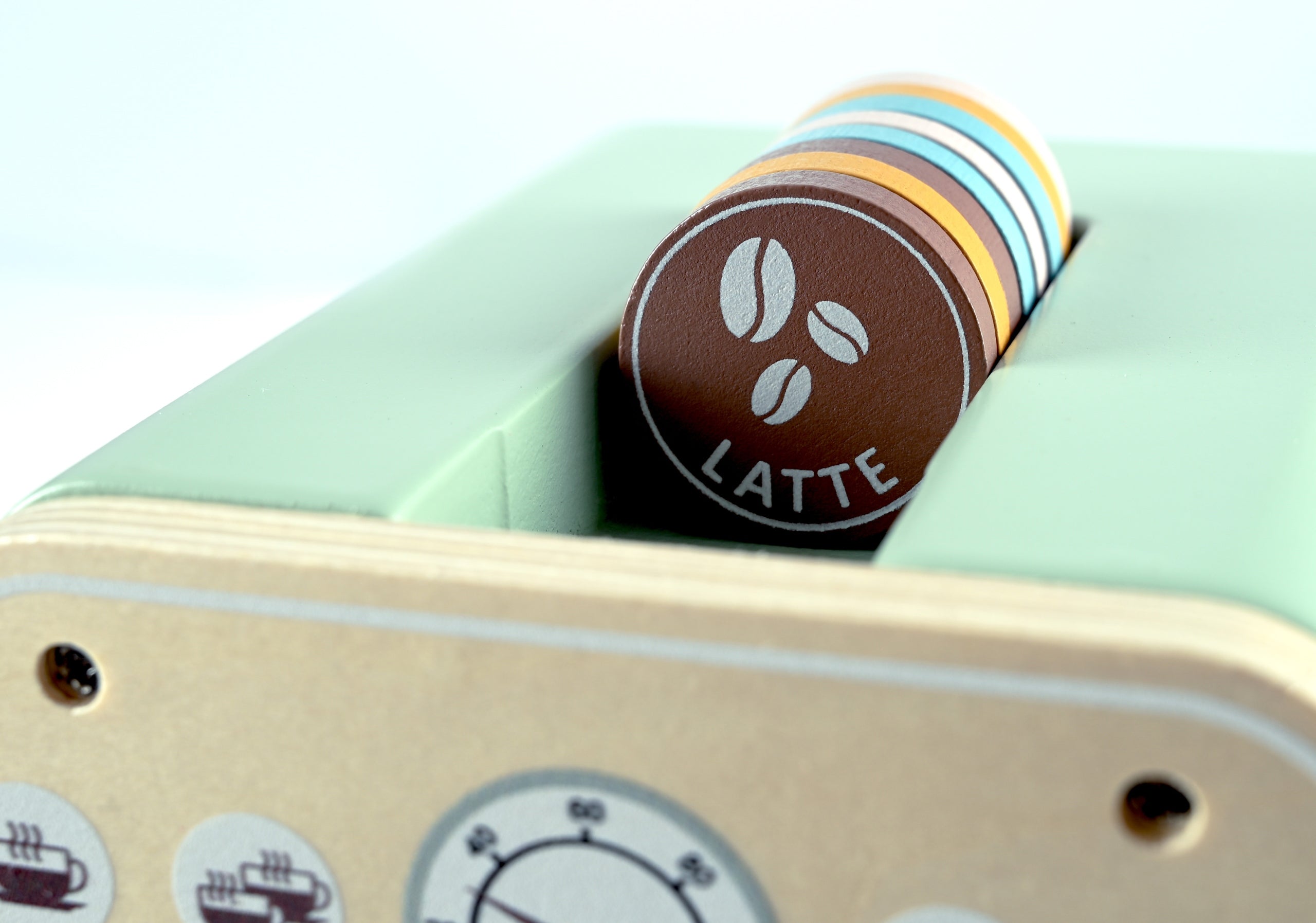 Set jucarie cafenea din lemn pentru copii, aparat cafea Espressor cu accesorii, 20x12x14 cm, multicolor