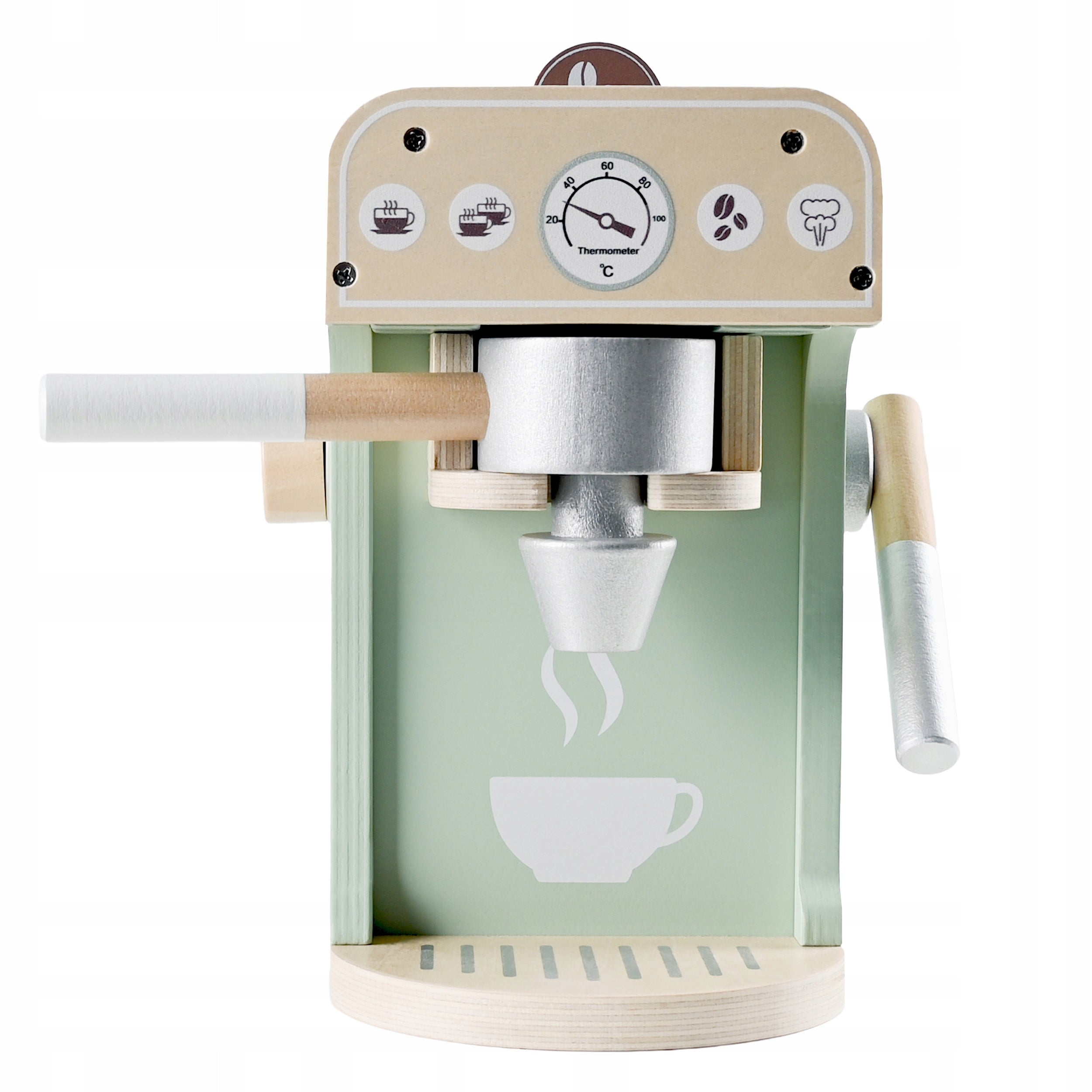 Set jucarie cafenea din lemn pentru copii, aparat cafea Espressor cu accesorii, 20x12x14 cm, multicolor
