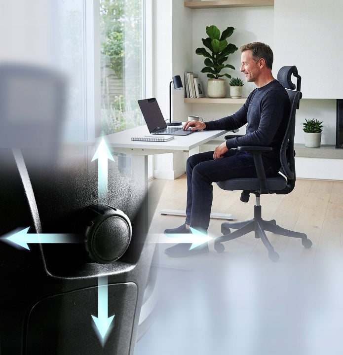 Scaun birou ergonomic, reglabil, cu suport lombar si tetiera, plasa mesh, maxim 120 kg, 50x50x126 cm, negru