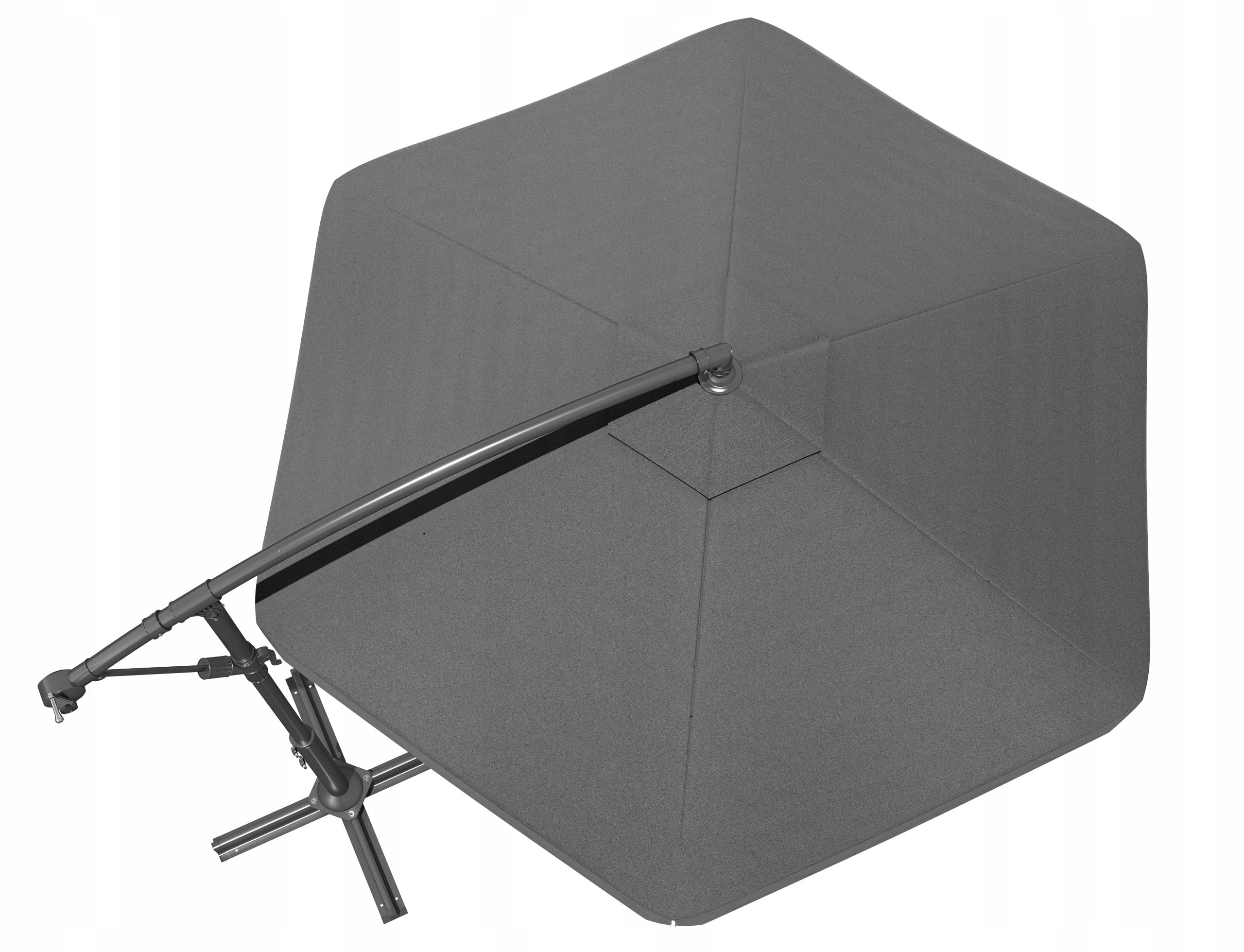Umbrela de gradina cu brat lateral, inclinabila, panza poliester 160 g/mp, husa de protectie, 300 cm, gri