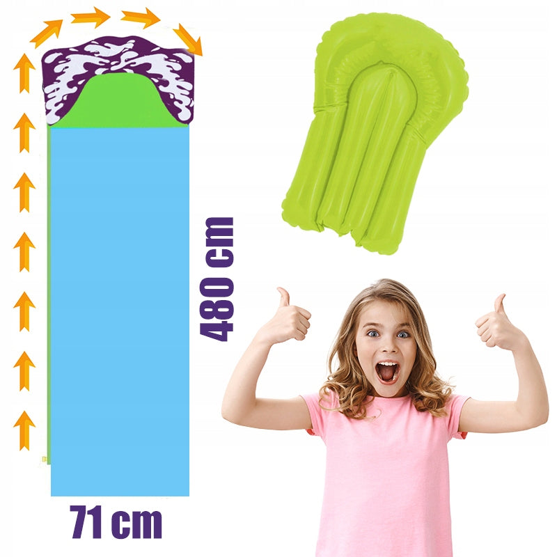 Tobogan de apa cu fantana si placa gonflabila inclusa, 480x71 cm, multicolor