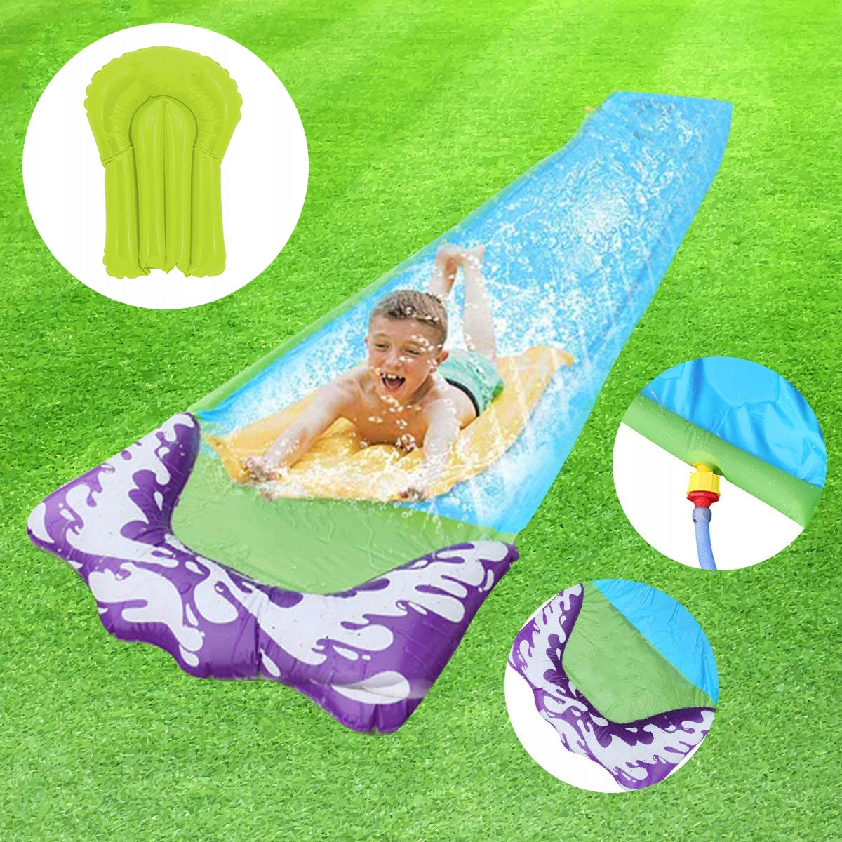 Tobogan de apa cu fantana si placa gonflabila inclusa, 480x71 cm, multicolor