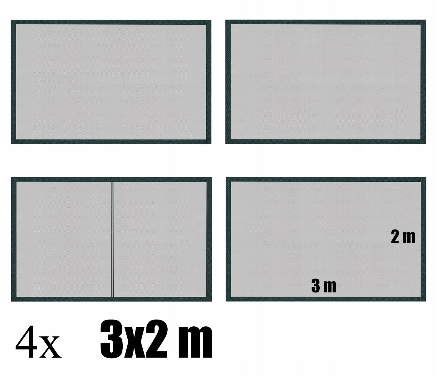 Set 4 pereti pentru pavilion gradina cu plasa tantari si acoperis, material PE 100 g/m2, 300x200 cm, verde