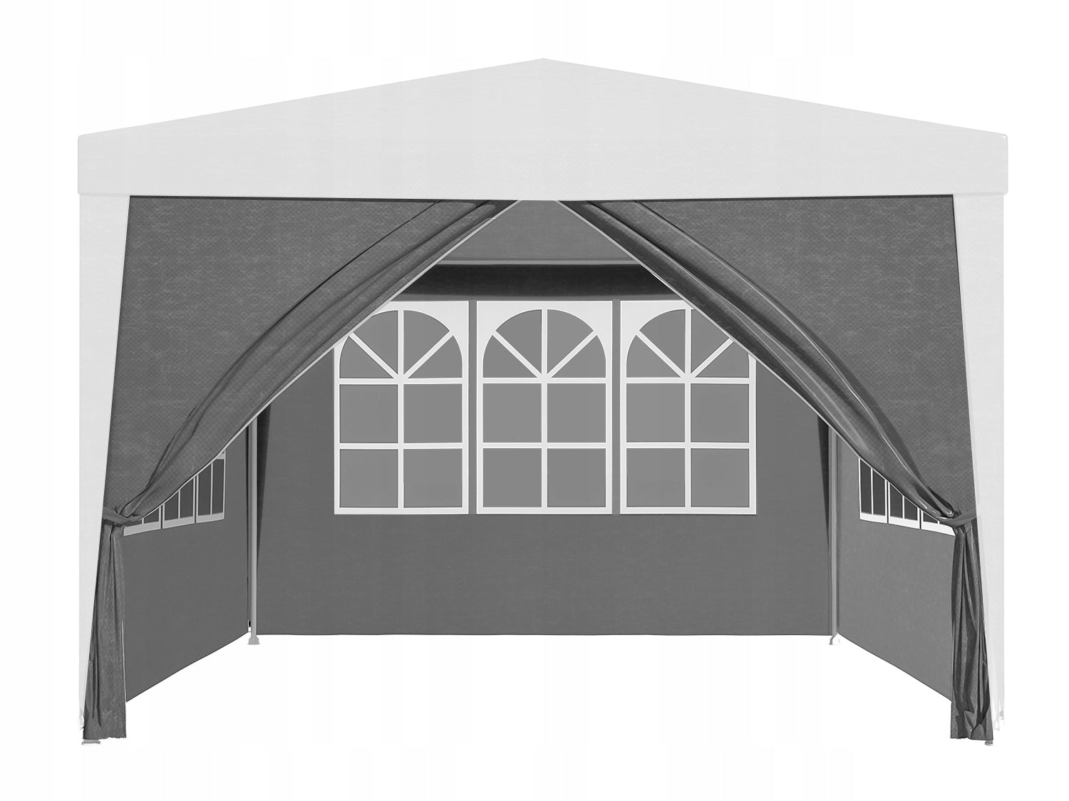 Pereti laterali pavilion 295x195 cm, set 4 bucati, cu ferestre si usa, PE impermeabil, gri