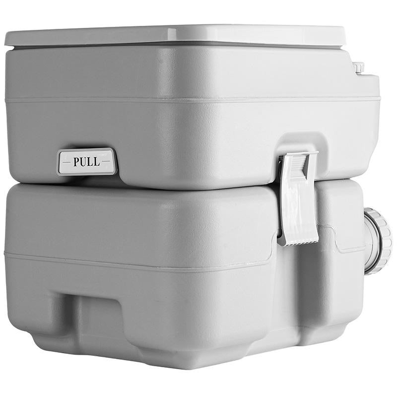 Toaleta portabila turistica cu rezervor apa curata 12 L si reziduala 12L, design compact, maxim 200 kg, 43x34x42 cm, gri