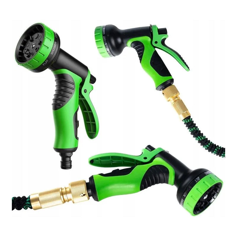Furtun gradina extensibil 20-60 metri, cu pistol , material durabil TPE cu strat textil, accesorii incluse, verde