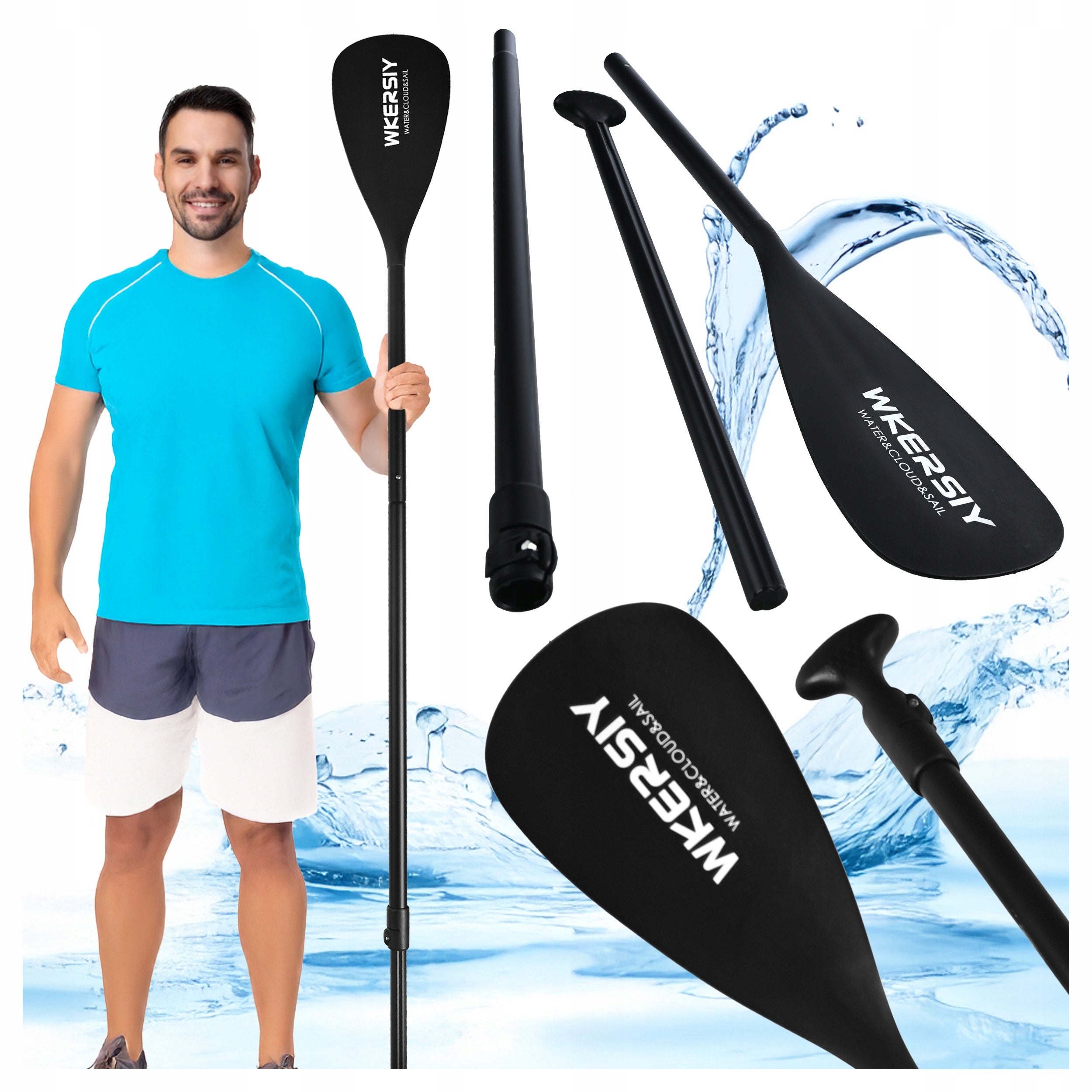 Vasla pliabila pentru SUP, 170-210 cm – usoara, reglabila, 3 segmente, aluminiu