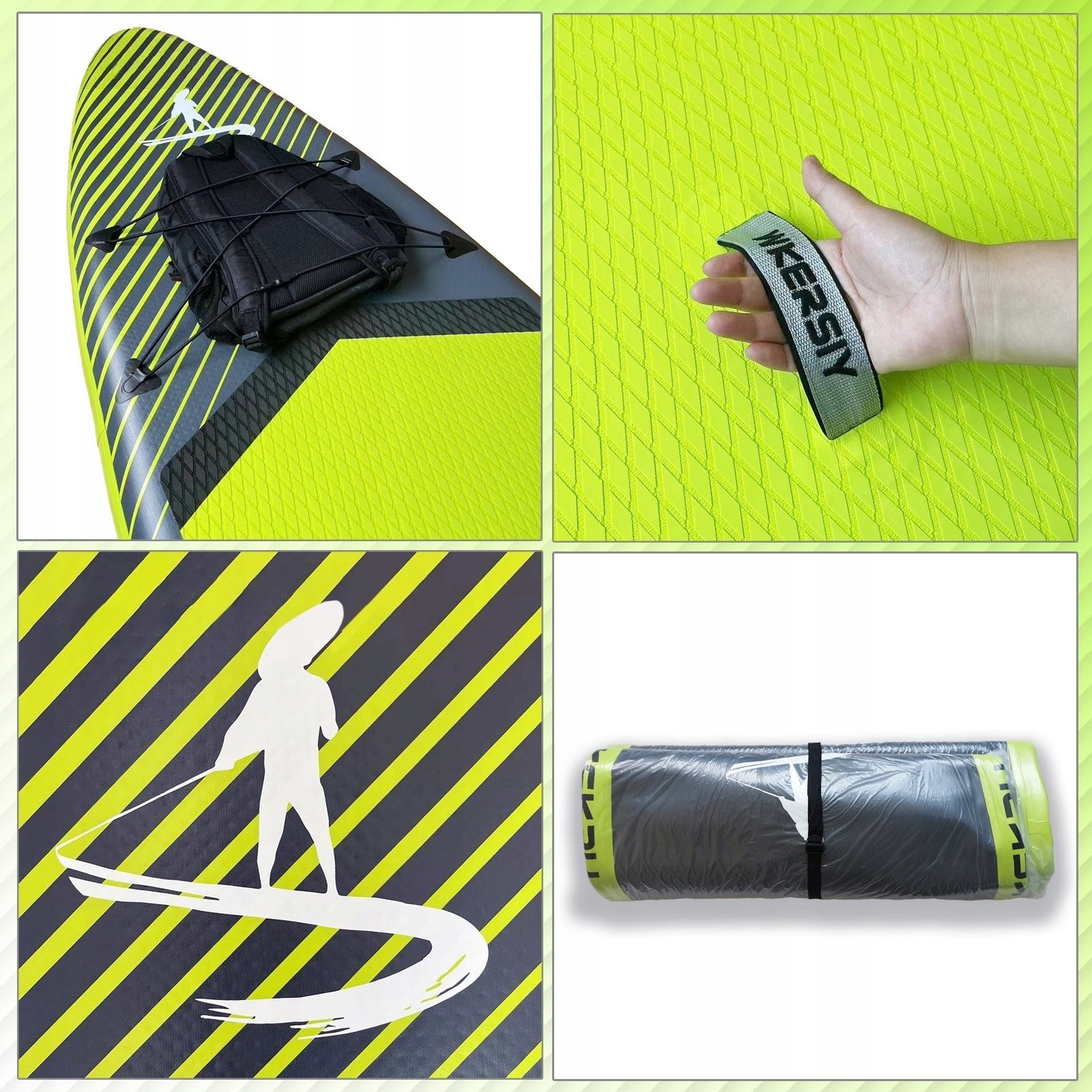Set SUP gonflabil, 340x82x15 cm, verde – stand-up paddle, 180 kg, scaun caiac si accesorii