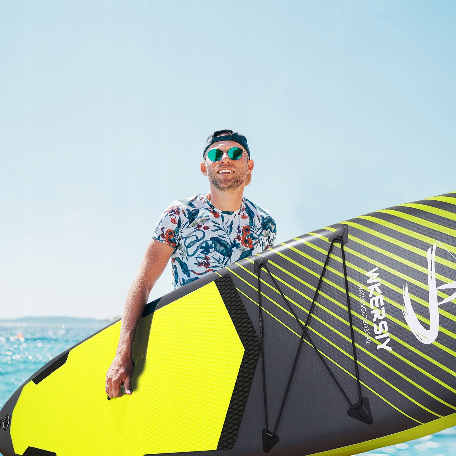 Set SUP gonflabil, 340x82x15 cm, verde – stand-up paddle, 180 kg, scaun caiac si accesorii
