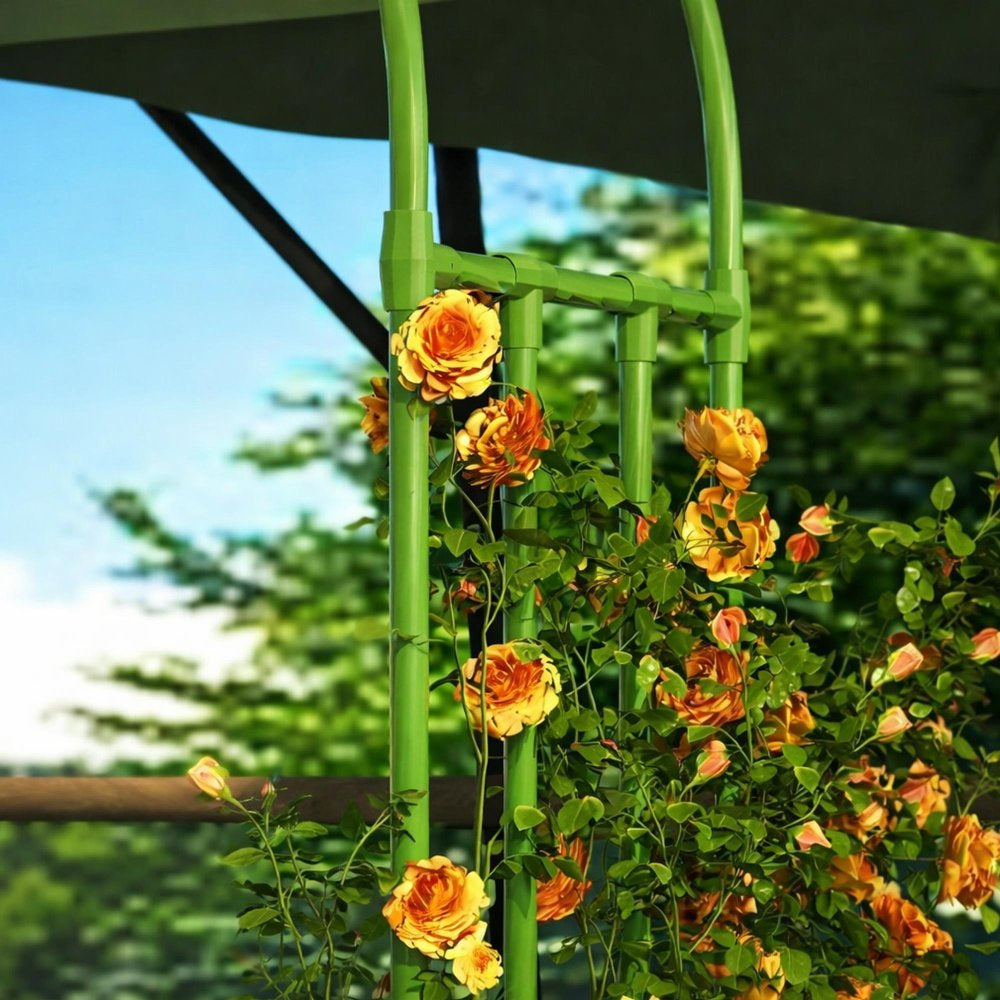 Pergola gradina tip arc pentru plante cataratoare, metal cu acoperire PE, 240x40 cm, verde