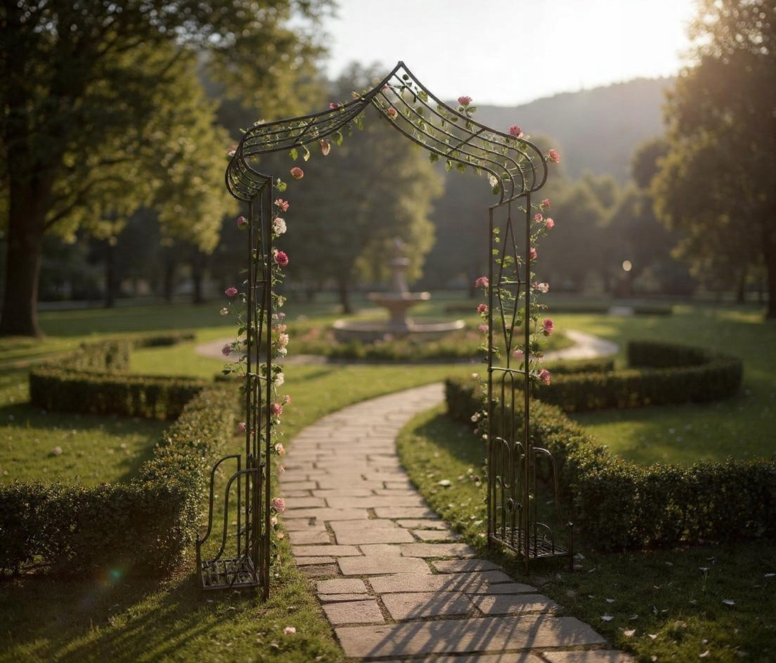 Pergola gradina metalica, pentru plante cataratoare, 173x51x260 cm, maro antichizat