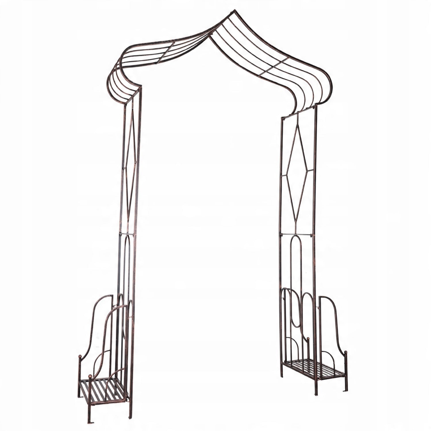 Pergola gradina metalica, pentru plante cataratoare, 173x51x260 cm, maro antichizat