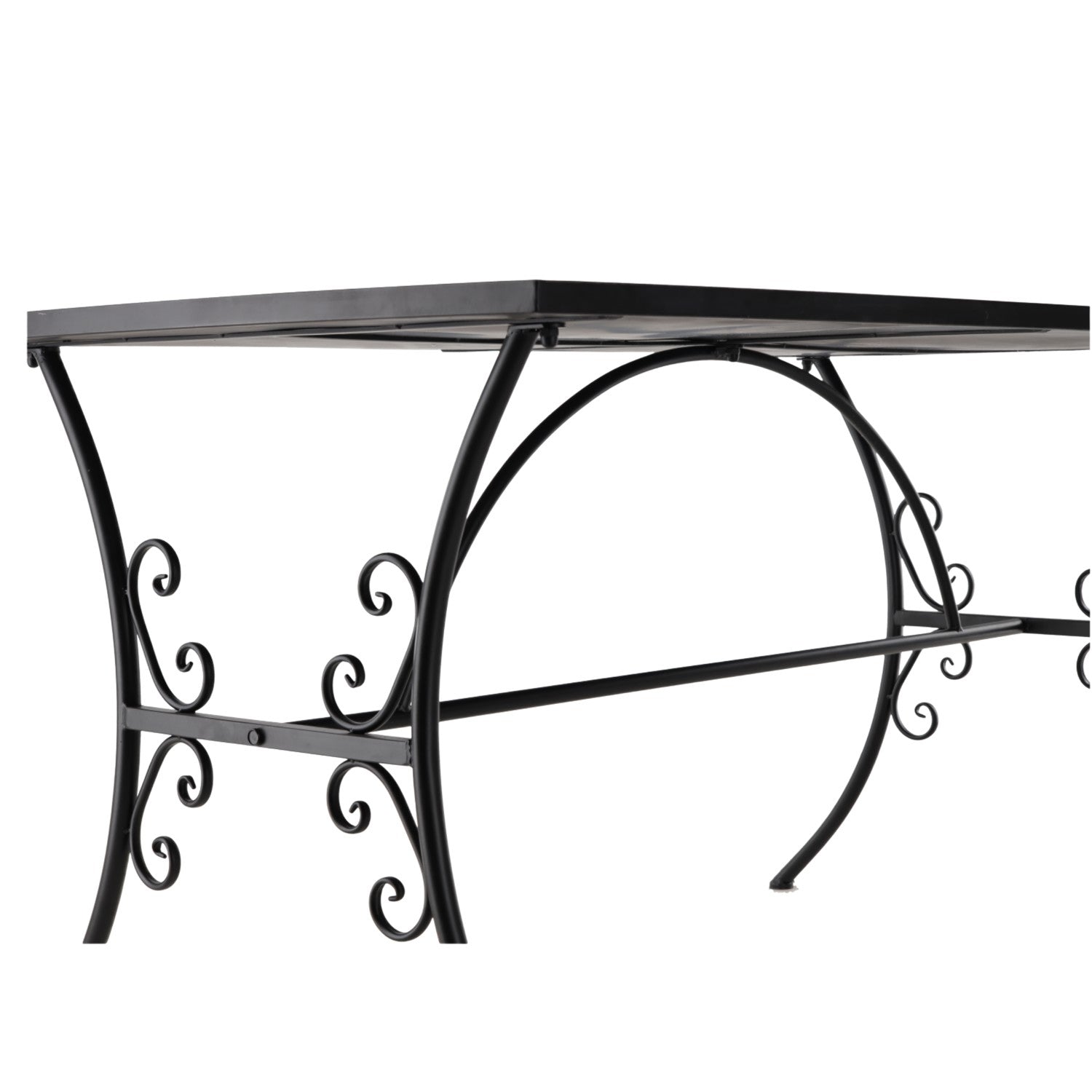 Set mobilier gradina, masa si 4 scaune, blat mozaic ceramic, cadru metalic, negru si albastru