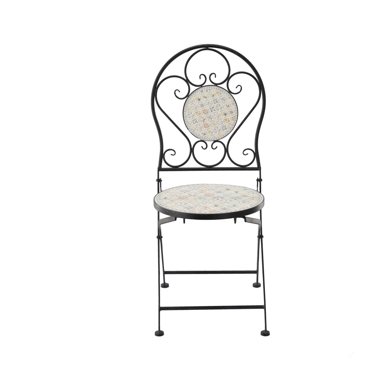 Set mobilier gradina Louloudia 3 piese, masa si 2 scaune pliabile, mozaic decorativ, metal, multicolor