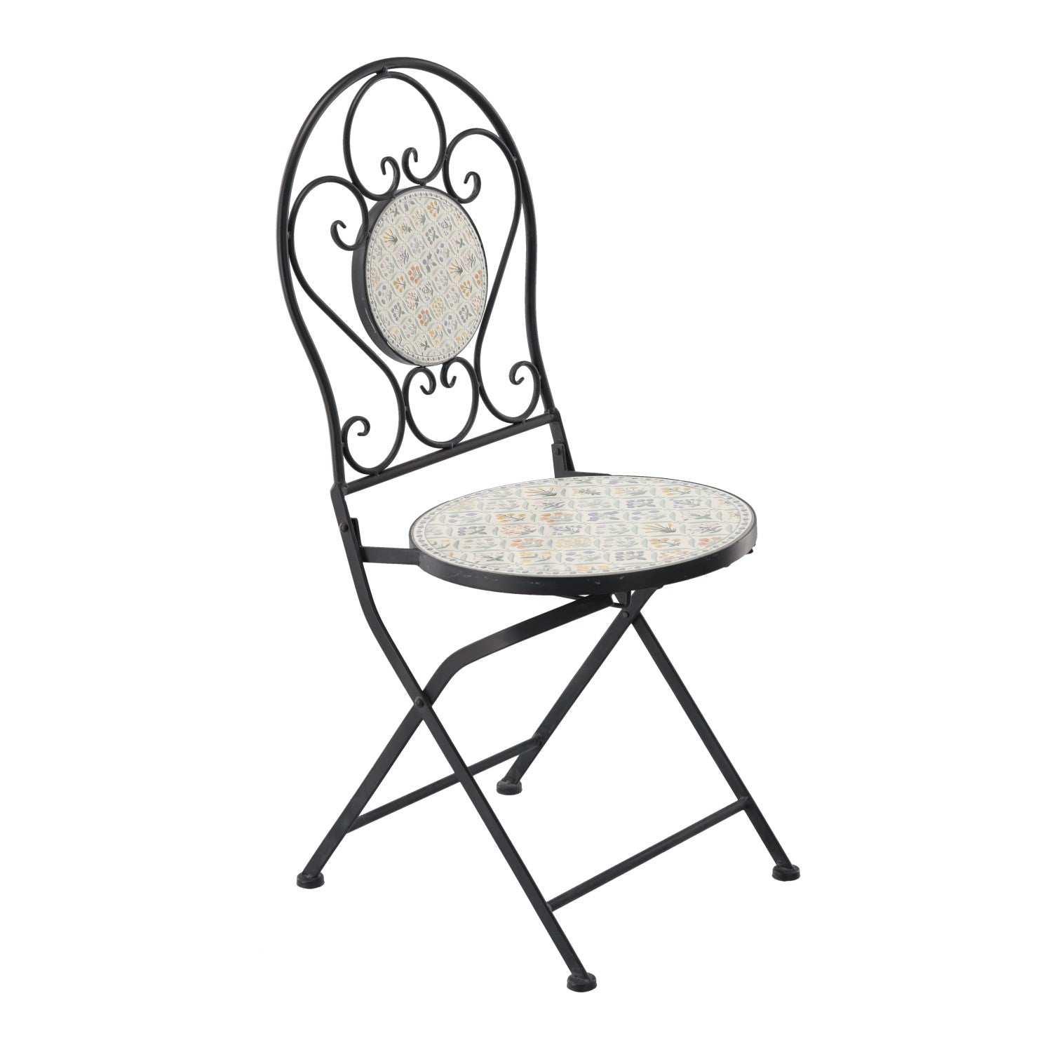 Set mobilier gradina Louloudia 3 piese, masa si 2 scaune pliabile, mozaic decorativ, metal, multicolor
