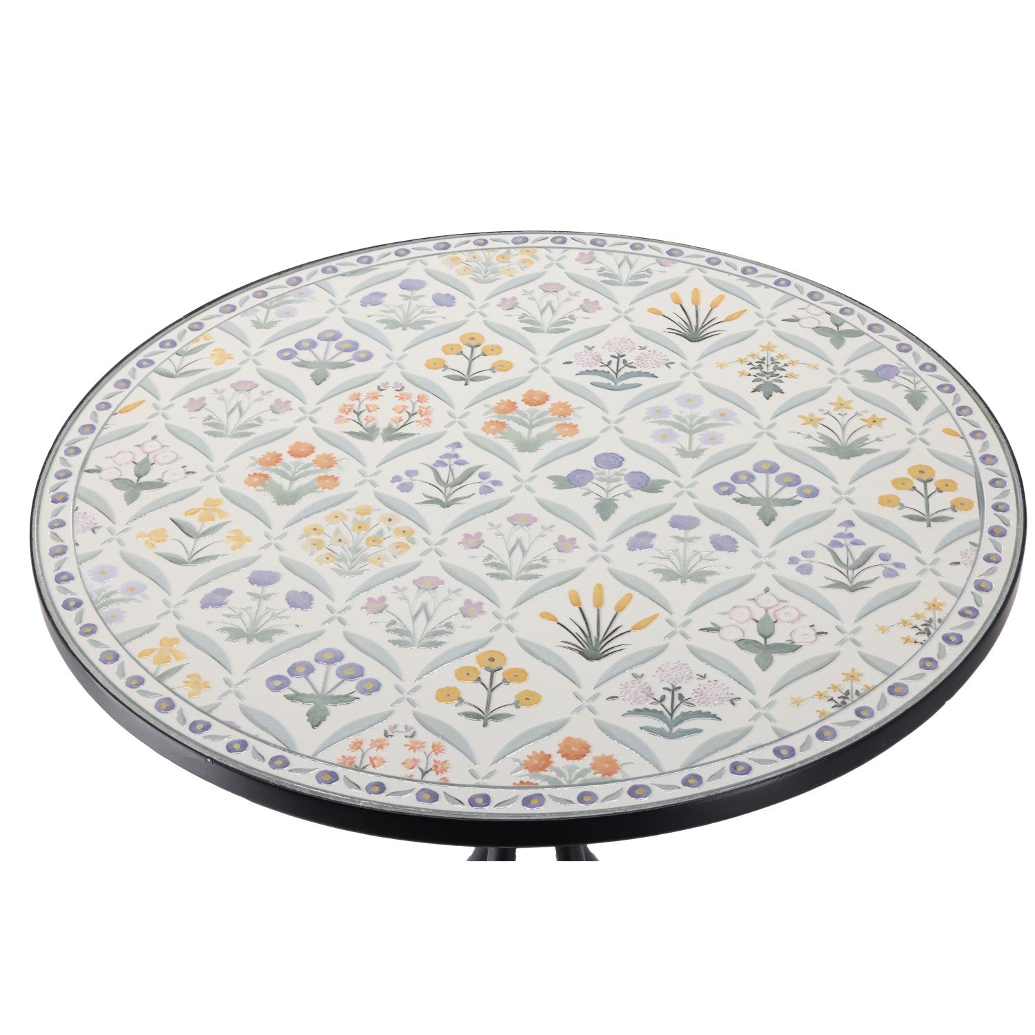 Set mobilier gradina Louloudia 3 piese, masa si 2 scaune pliabile, mozaic decorativ, metal, multicolor