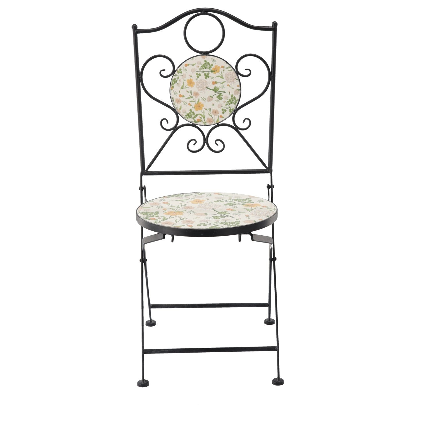 Set mobilier gradina Antos 3 piese, masa si 2 scaune pliabile, mozaic decorativ, metal, multicolor
