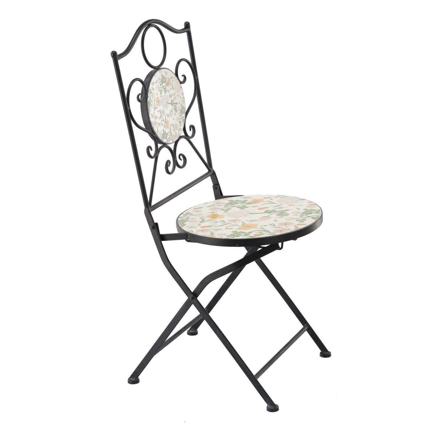 Set mobilier gradina Antos 3 piese, masa si 2 scaune pliabile, mozaic decorativ, metal, multicolor