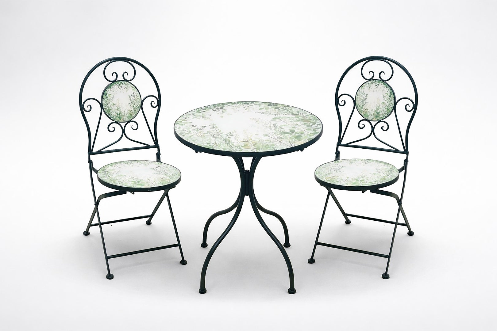 Set mobilier gradina Fylla 3 piese, masa si 2 scaune pliabile, mozaic decorativ, metal, multicolor