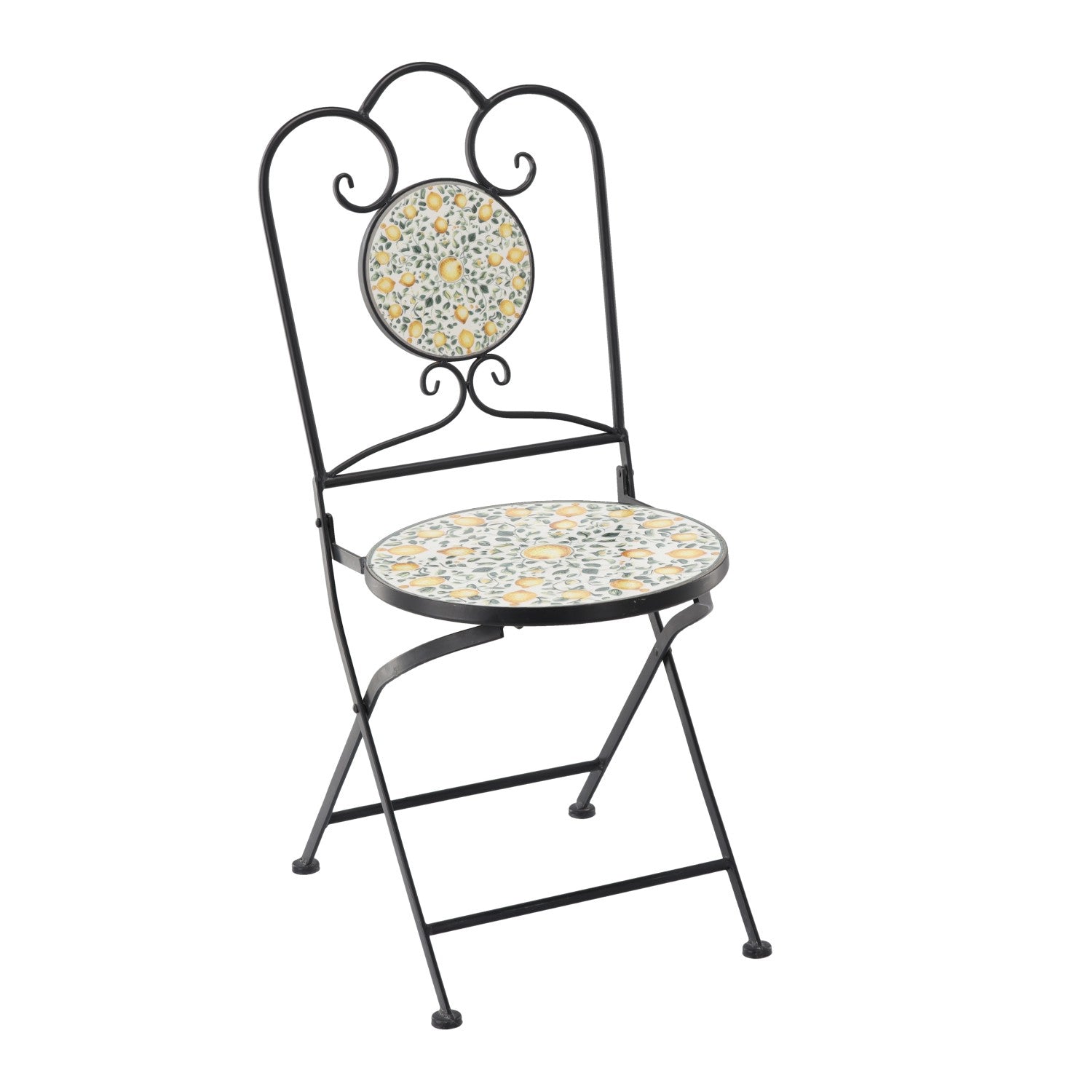 Set mobilier gradina Lemonia 3 piese, masa si 2 scaune pliabile, mozaic decorativ, metal, multicolor