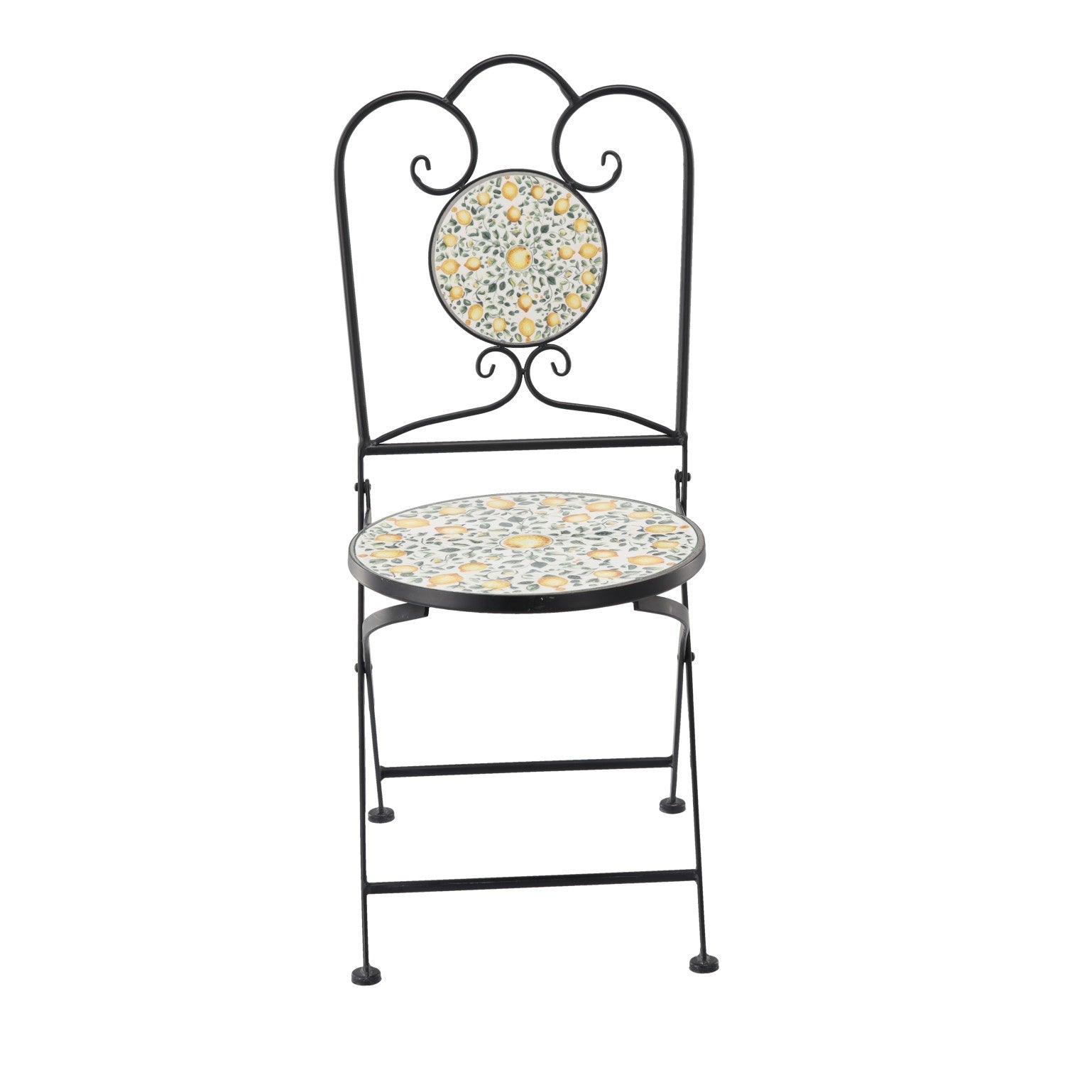 Set mobilier gradina Lemonia 3 piese, masa si 2 scaune pliabile, mozaic decorativ, metal, multicolor