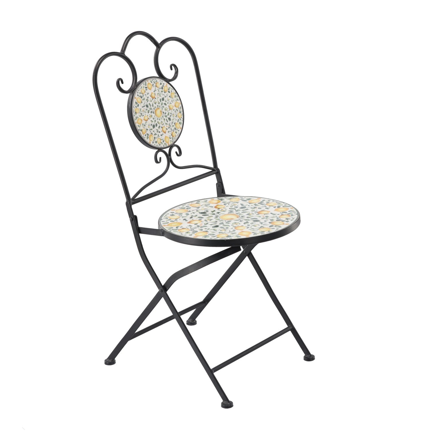 Set mobilier gradina Lemonia 3 piese, masa si 2 scaune pliabile, mozaic decorativ, metal, multicolor