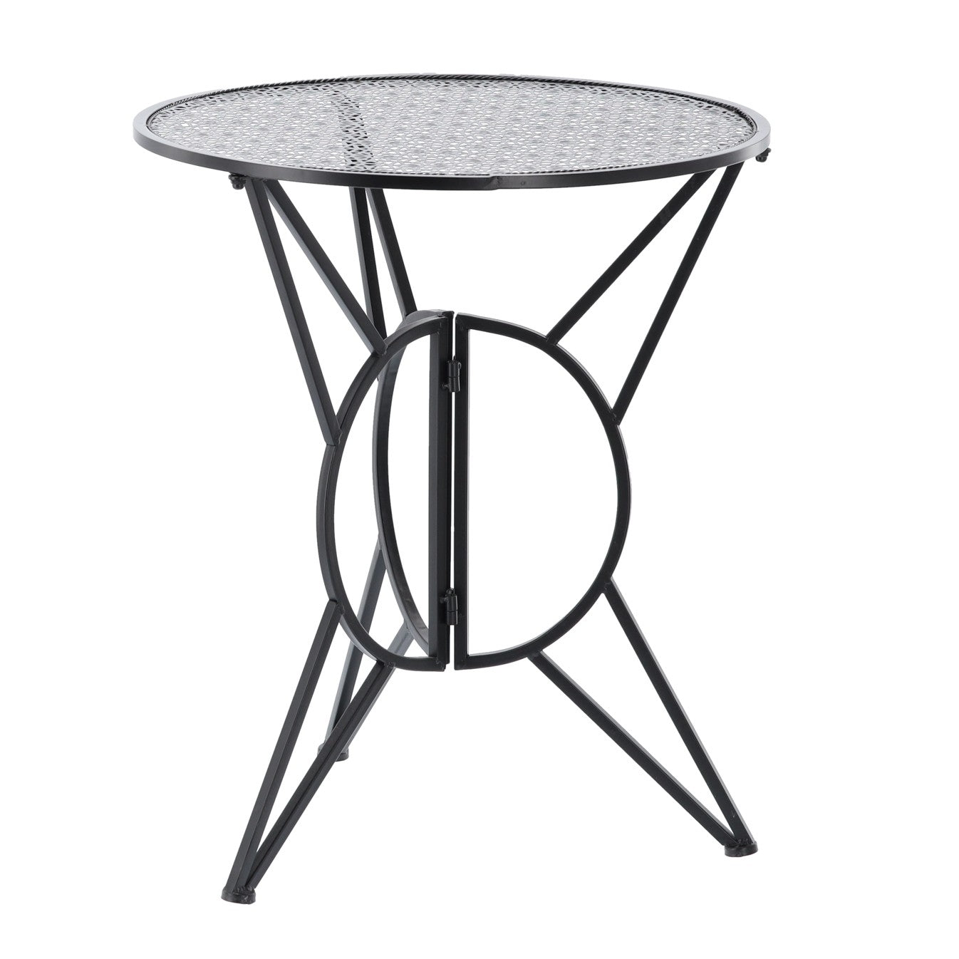 Set mobilier gradina metalic Susan, masa 60x60 cm si 2 scaune 50x40x94 cm, stil vintage, negru mat