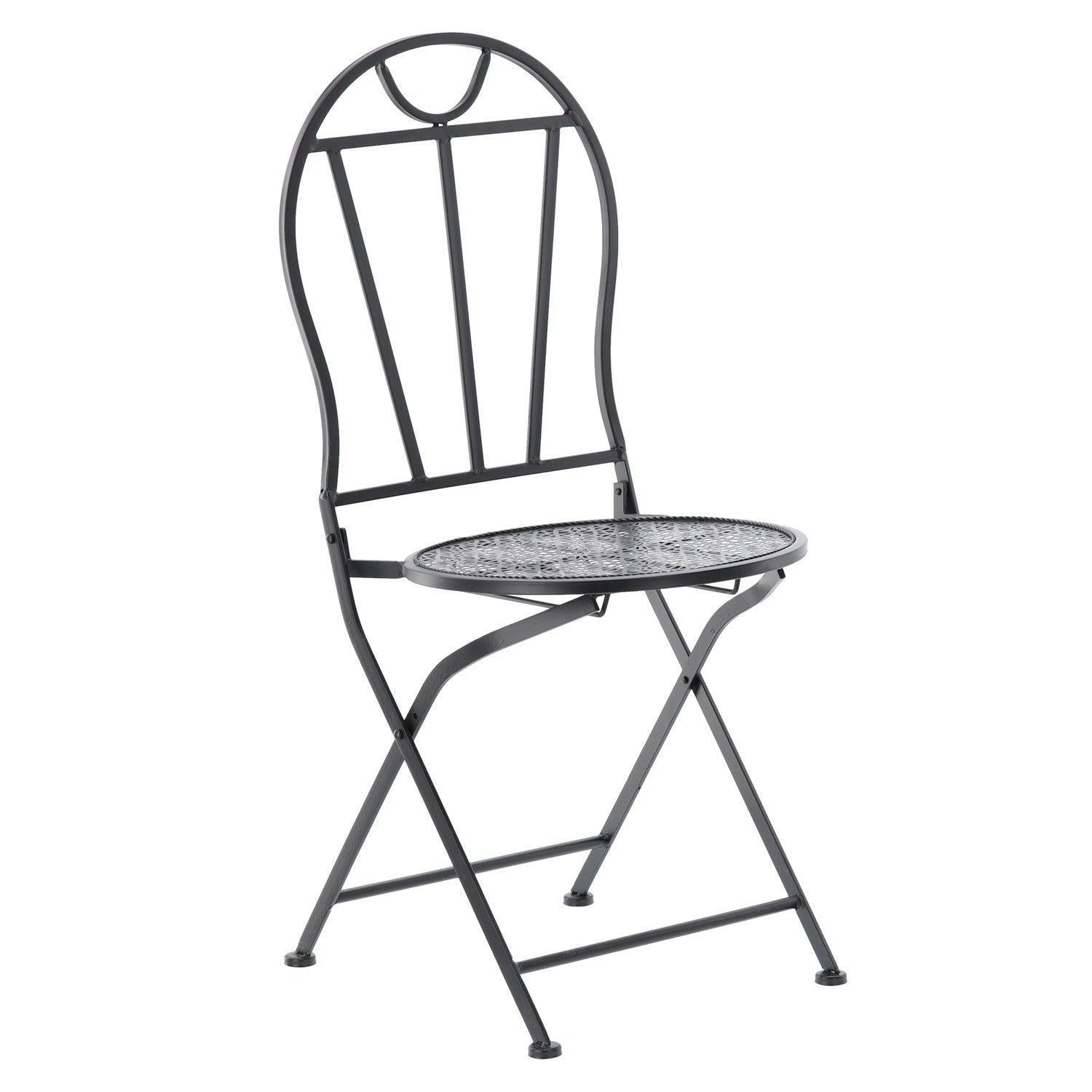 Set mobilier gradina metalic Susan, masa 60x60 cm si 2 scaune 50x40x94 cm, stil vintage, negru mat