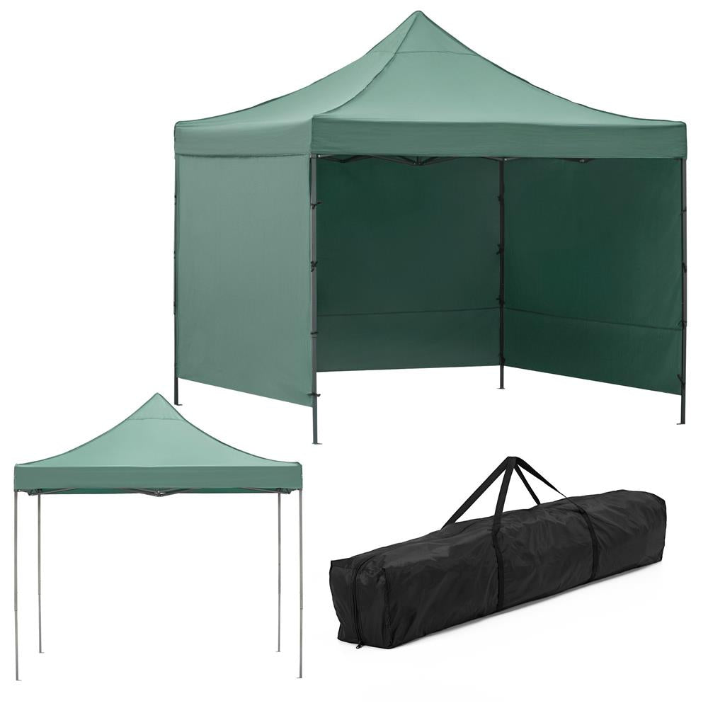 Pavilion pliabil gradina 3x3 m cu acoperis impermeabil si 3 pereti laterali, structura metalica, inaltime reglabila, verde