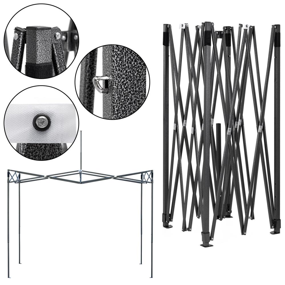 Pavilion pliabil gradina 3x3 m cu acoperis impermeabil si 3 pereti laterali, structura metalica, inaltime reglabila, verde