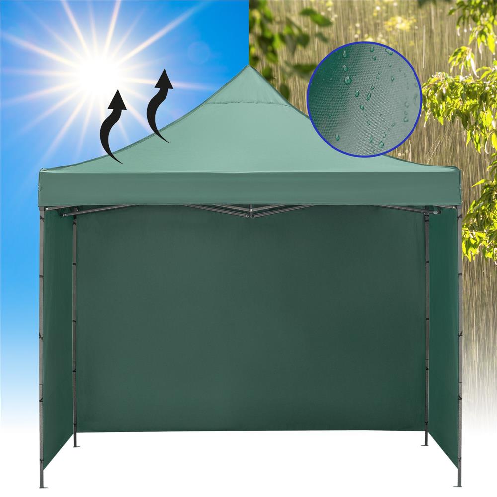Pavilion pliabil gradina 3x3 m cu acoperis impermeabil si 3 pereti laterali, structura metalica, inaltime reglabila, verde