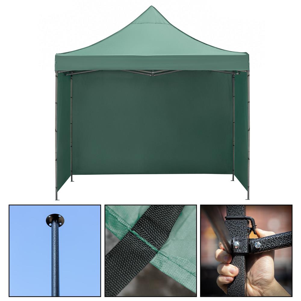 Pavilion pliabil gradina 3x3 m cu acoperis impermeabil si 3 pereti laterali, structura metalica, inaltime reglabila, verde