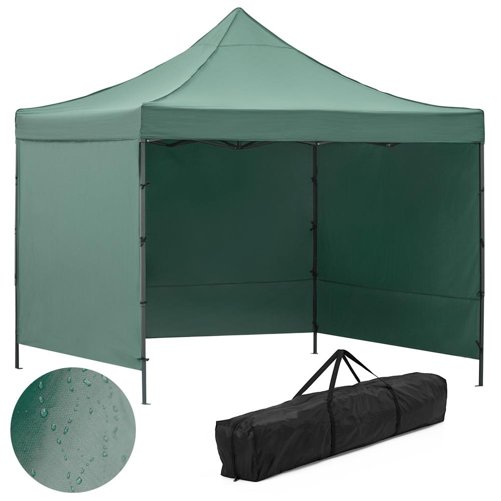 Pavilion pliabil gradina 3x3 m cu acoperis impermeabil si 3 pereti laterali, structura metalica, inaltime reglabila, verde