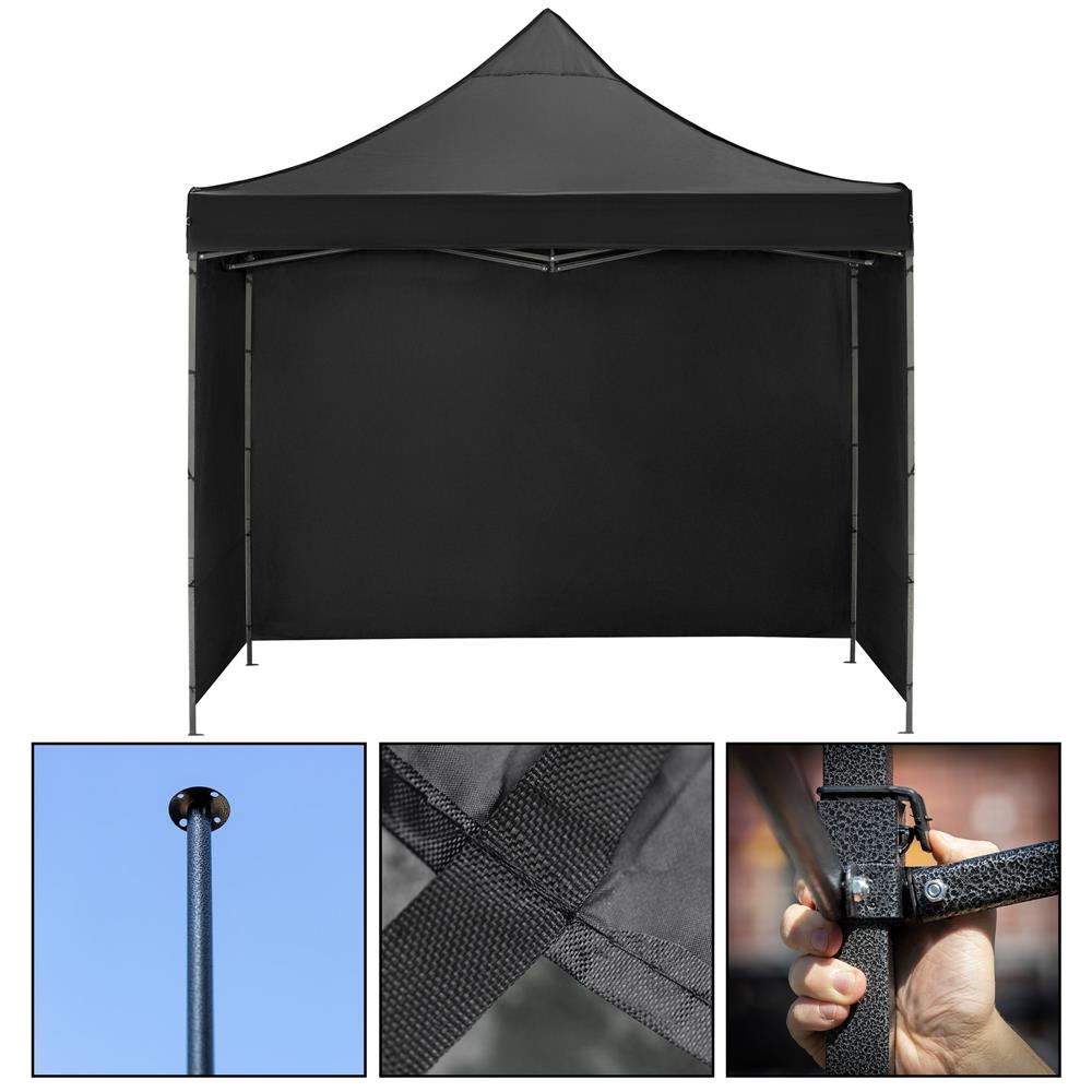 Pavilion pliabil gradina 3x3 m cu acoperis impermeabil si 3 pereti laterali, structura metalica, inaltime reglabila, negru