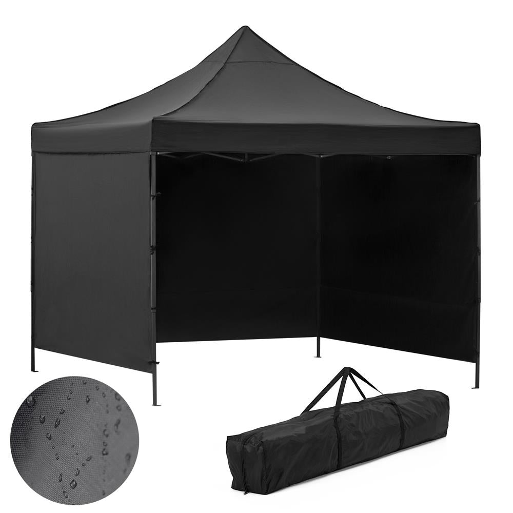 Pavilion pliabil gradina 3x3 m cu acoperis impermeabil si 3 pereti laterali, structura metalica, inaltime reglabila, negru