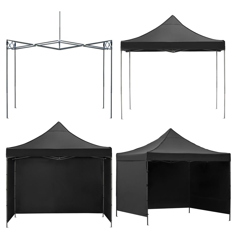 Pavilion pliabil gradina 3x3 m cu acoperis impermeabil si 3 pereti laterali, structura metalica, inaltime reglabila, negru