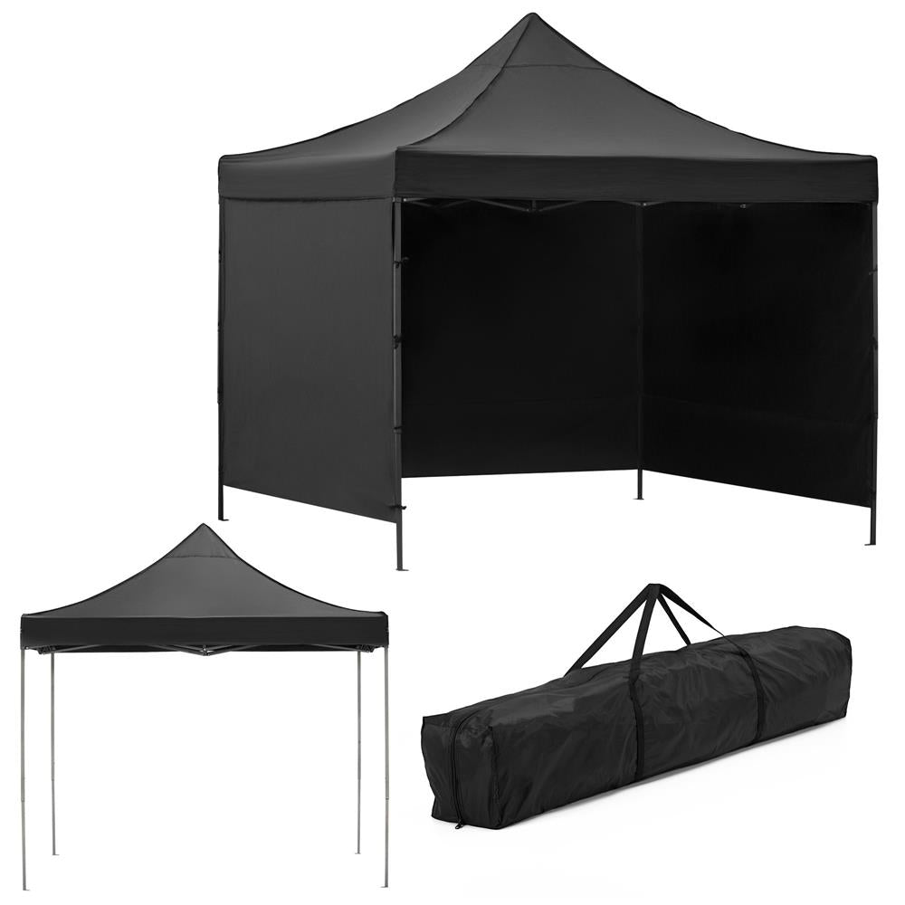 Pavilion pliabil gradina 3x3 m cu acoperis impermeabil si 3 pereti laterali, structura metalica, inaltime reglabila, negru