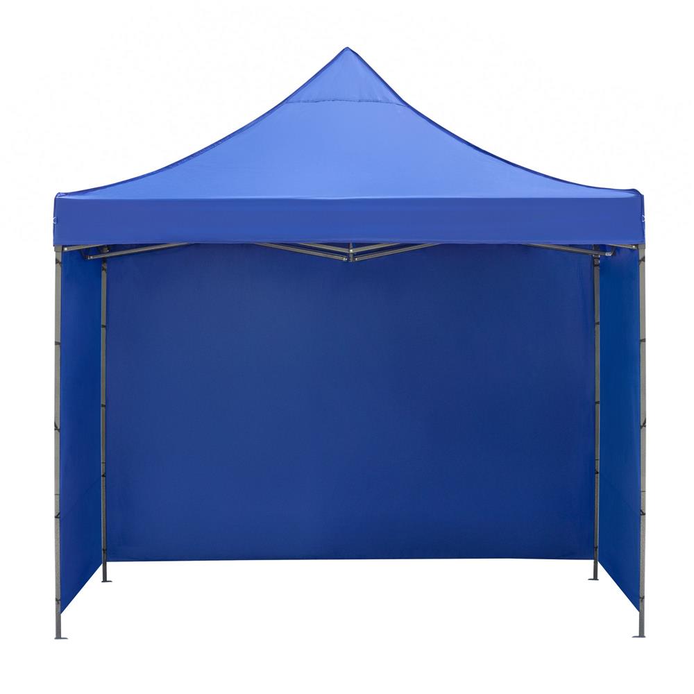 Pavilion pliabil gradina 3x3 m cu acoperis impermeabil si 3 pereti laterali, structura metalica, inaltime reglabila, albastru