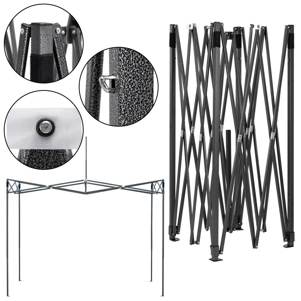 Pavilion pliabil gradina 3x3 m cu acoperis impermeabil si 3 pereti laterali, structura metalica, inaltime reglabila, gri