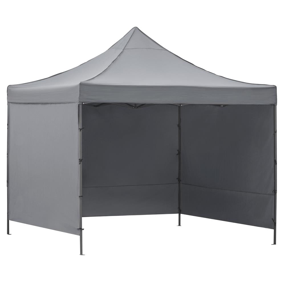 Pavilion pliabil gradina 3x3 m cu acoperis impermeabil si 3 pereti laterali, structura metalica, inaltime reglabila, gri