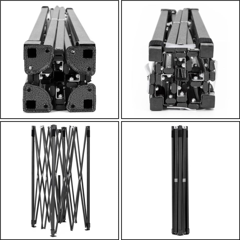 Pavilion pliabil gradina 3x3 m cu acoperis impermeabil si 3 pereti laterali, structura metalica, inaltime reglabila, gri